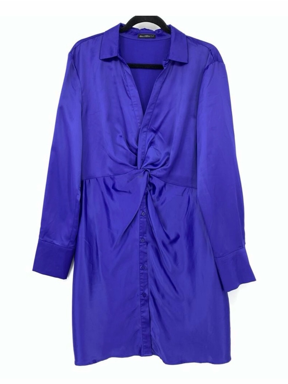 NWT SIZE S Cobalt Blue Long Sleeved Dress with Twist front